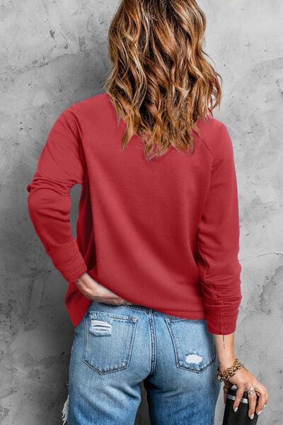 Heart Pearl Detail Round Neck Sweatshirt - Sweatshirt