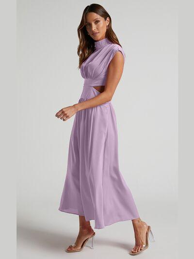 Cutout Mock Neck Sleeveless Maxi Dress - Dresses