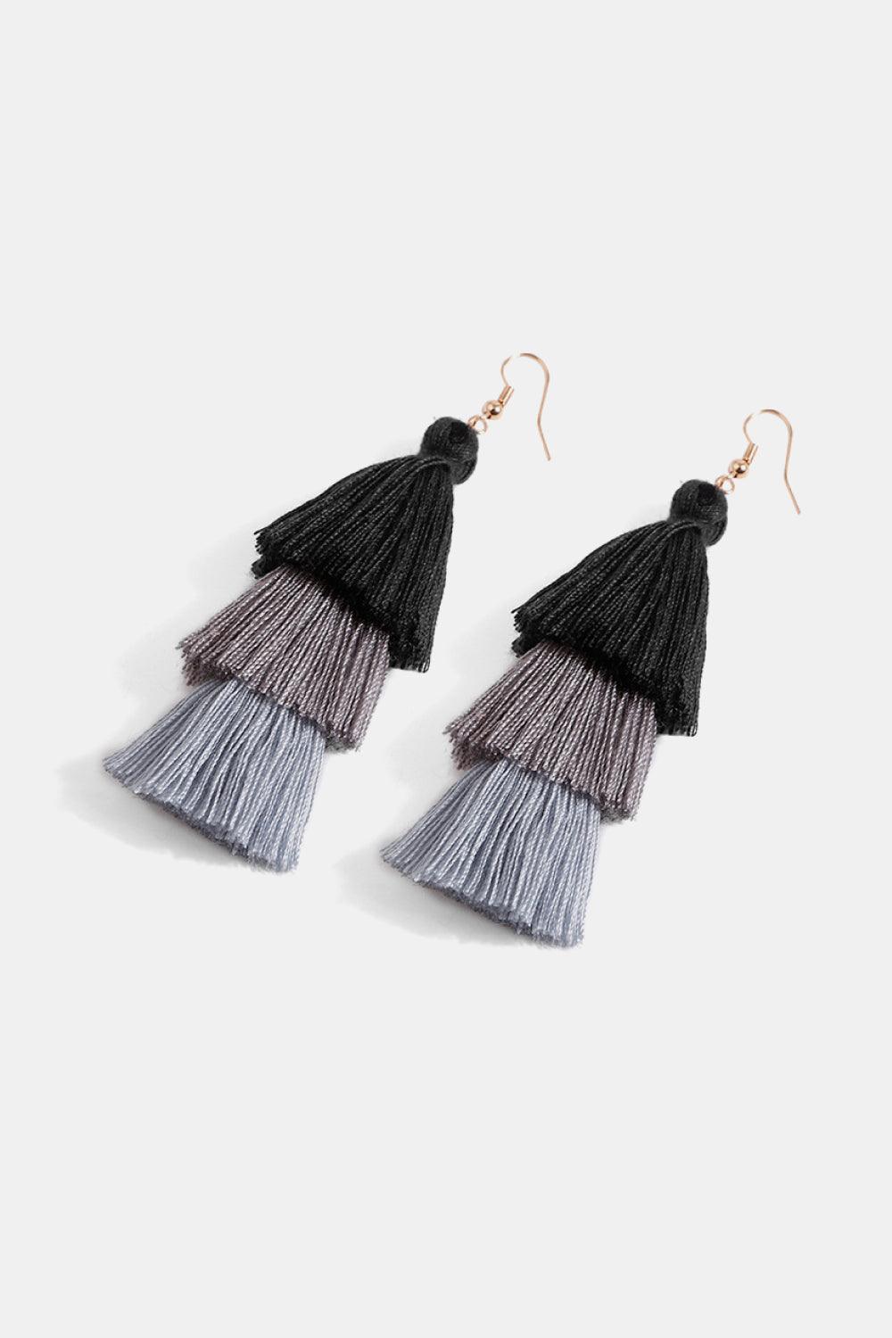 Triple-Layer Tassel Dangle Earrings - Earring