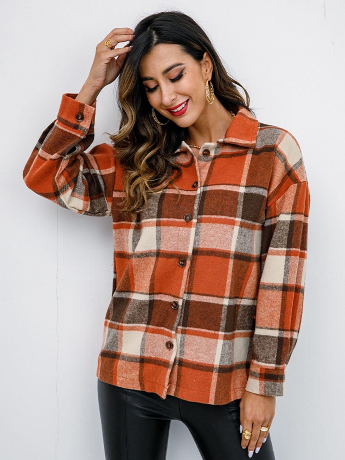 Plaid Button-Down Shirt Jacket - Shirt