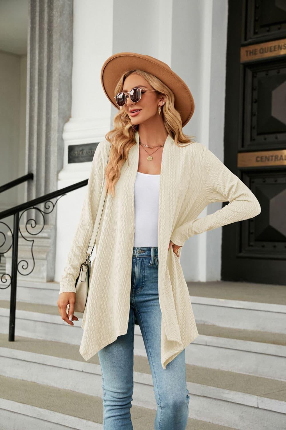 Open front Long Sleeve Cardigan - Cardigan