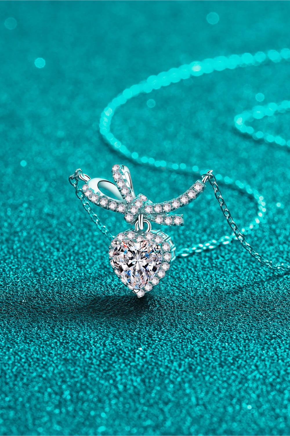 1 Carat Moissanite Heart Pendant Necklace - Necklace