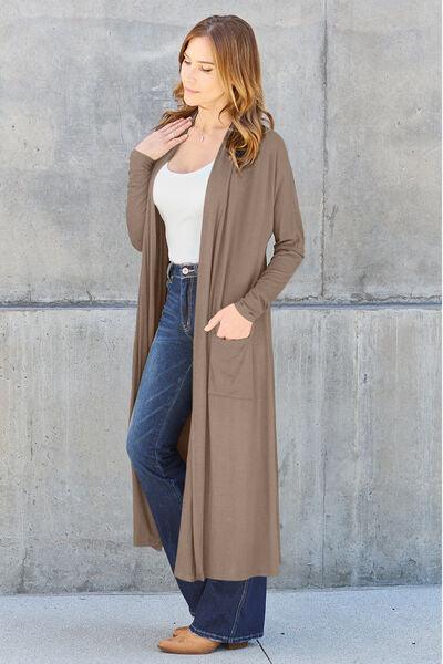 Basic Bae Full Size Open Front Long Sleeve Cover Up - Cardigan