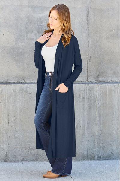 Basic Bae Full Size Open Front Long Sleeve Cover Up - Cardigan