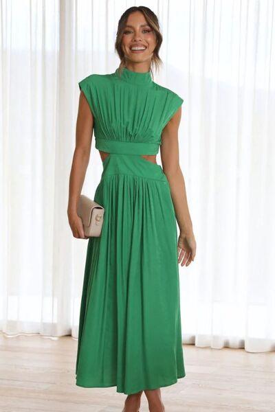 Cutout Mock Neck Sleeveless Maxi Dress - Dresses