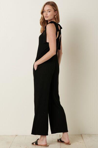 Mittoshop Rib Knit V-Neck Cross Back Jumpsuit - Jumpsuit