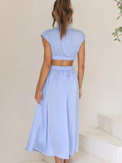 Cutout Mock Neck Sleeveless Maxi Dress - Dresses