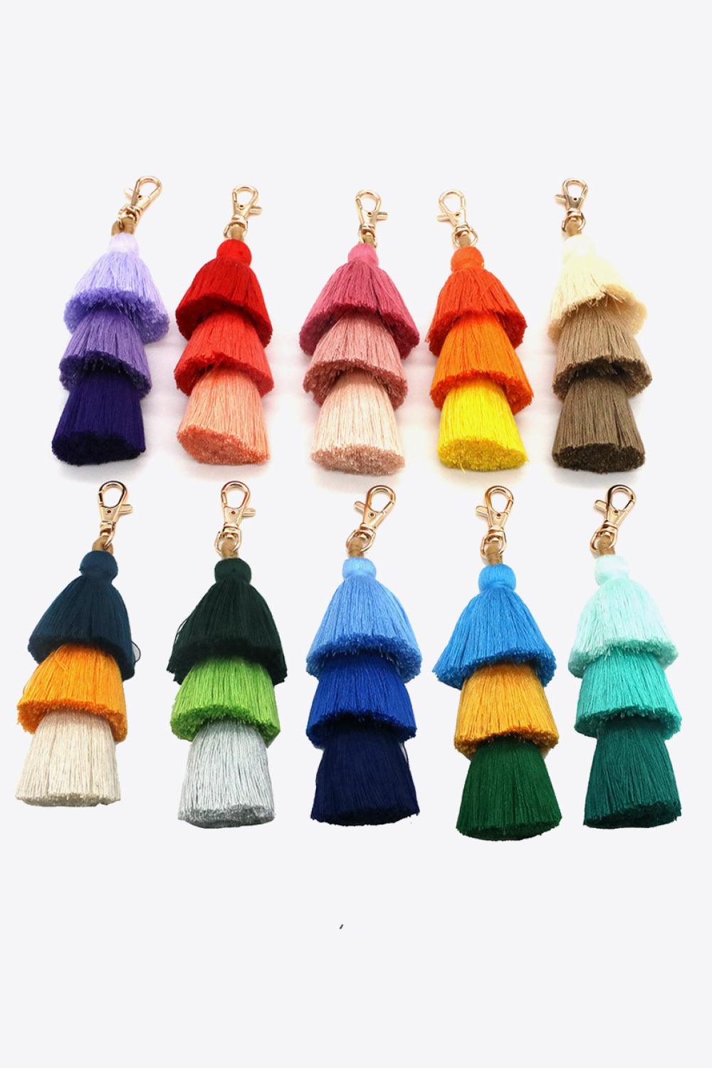 Assorted 4-Pack Multicolored Fringe Keychain - Keychain