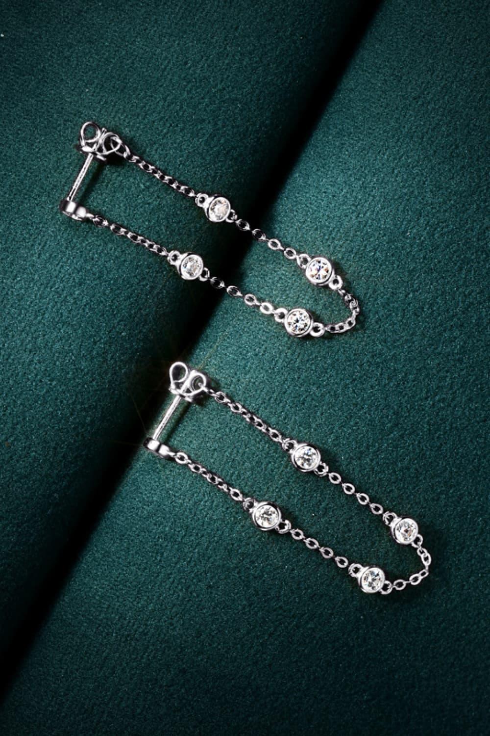 1 Carat Moissanite 925 Sterling Silver Chain Earrings - Earring