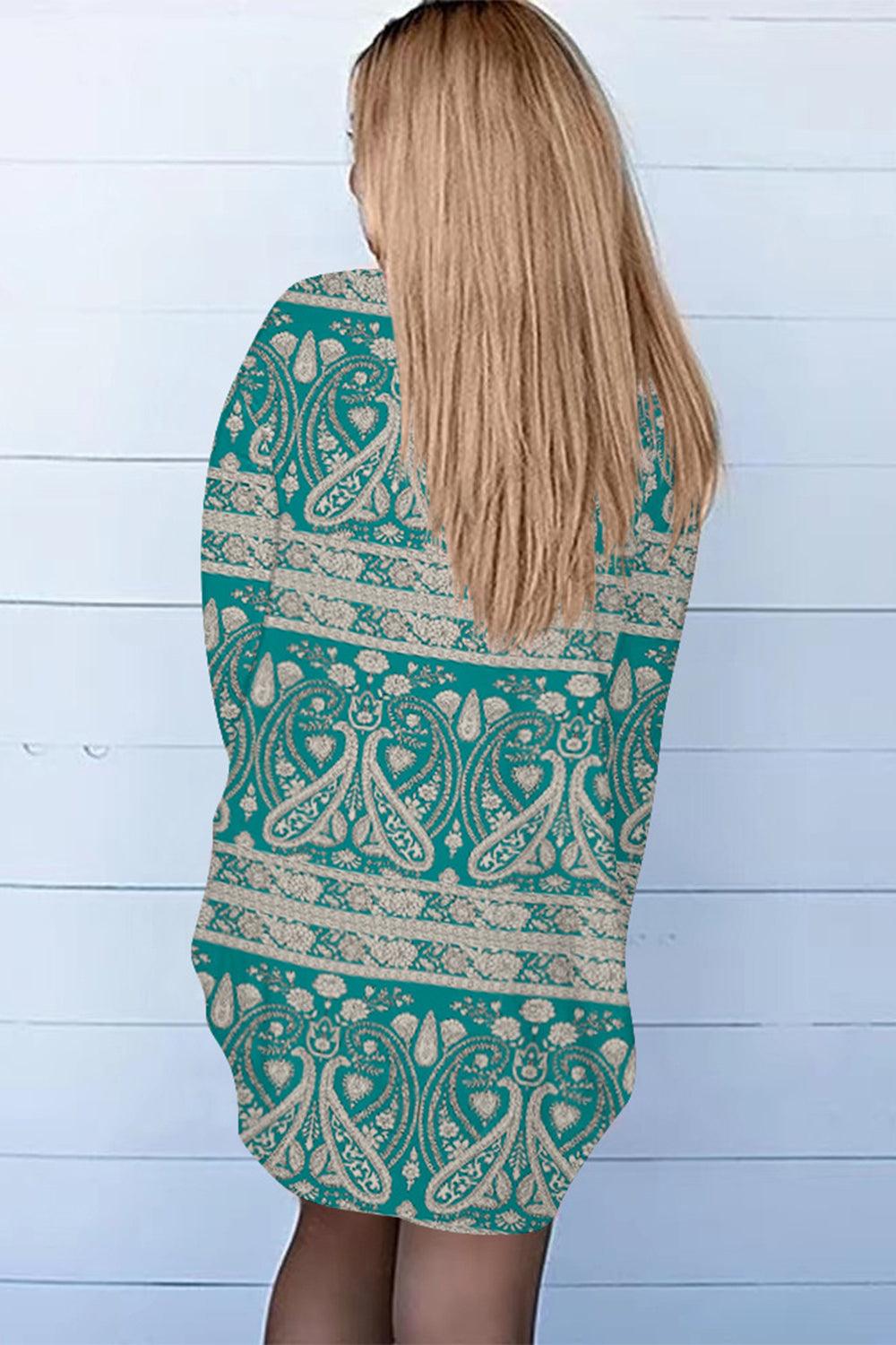 Printed Long Sleeve Cardigan - Cardigan