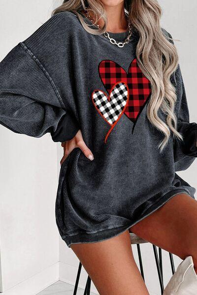 Heart Dropped Shoulder Sweatshirt - Sweatshirt