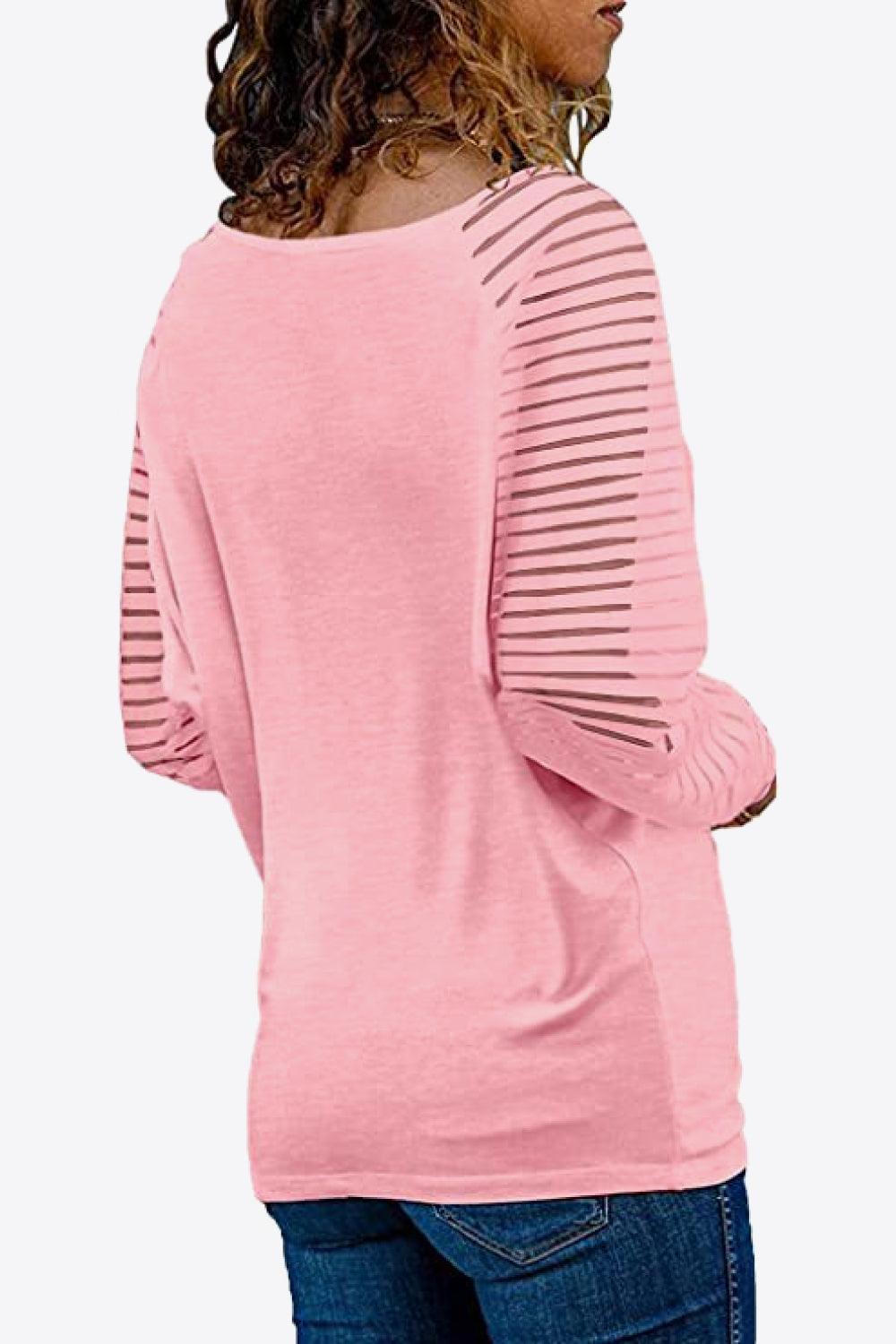 V-Neck Long Raglan Sleeve Top - Top