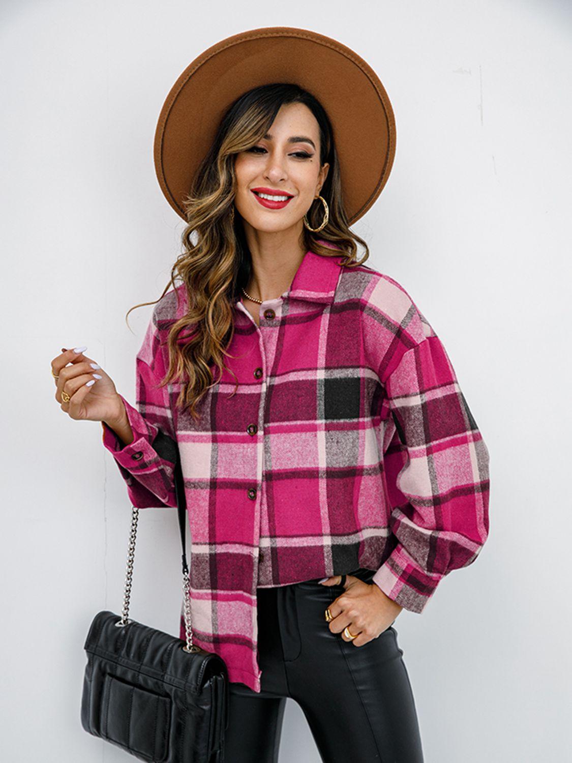 Plaid Button-Down Shirt Jacket - Shirt