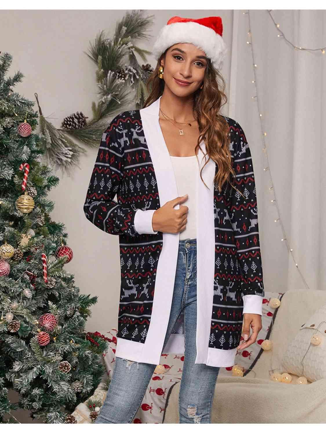 Christmas Fair Isle Open Front Cardigan - Cardigan