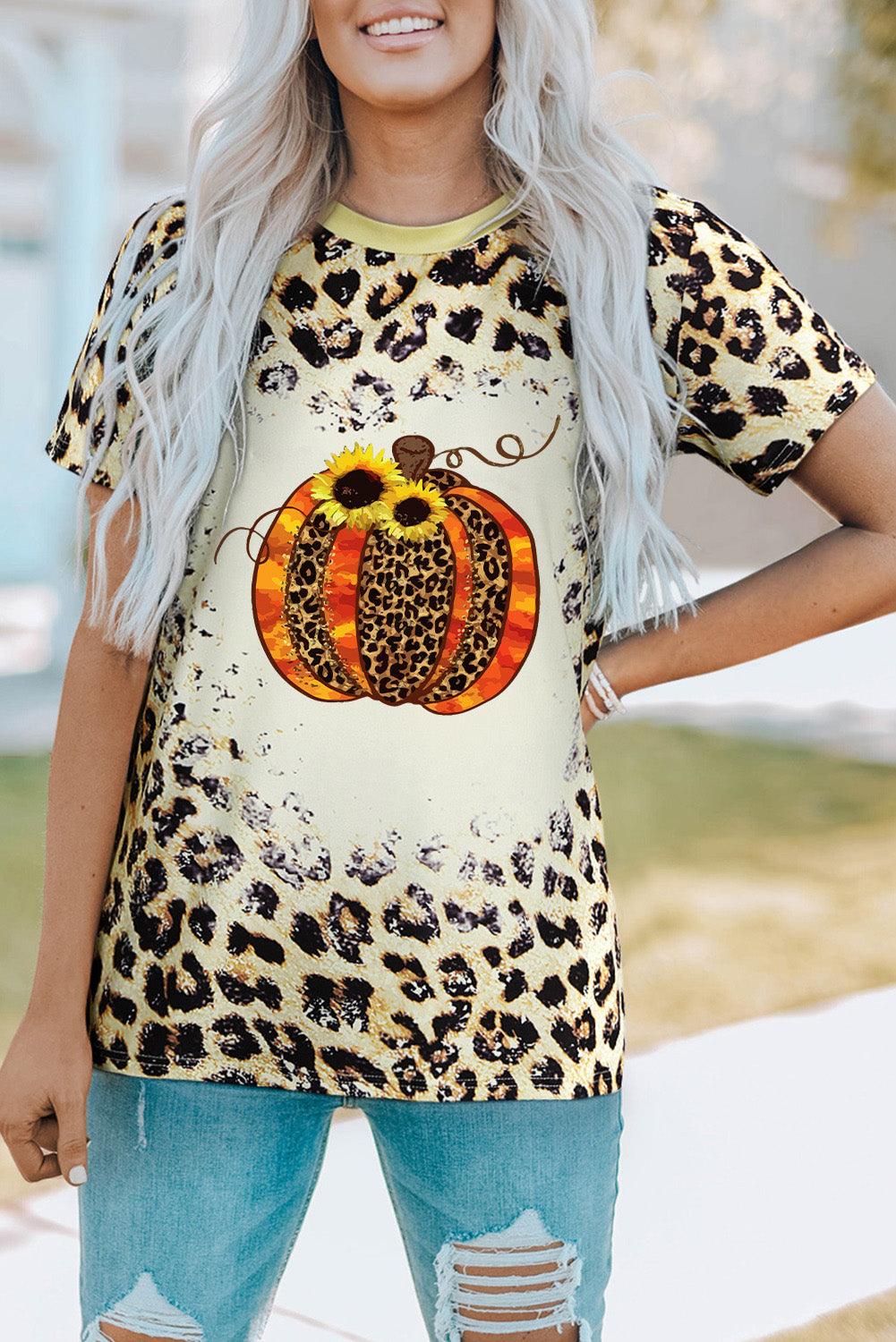 Leopard Pumpkin Graphic Tee - T-Shirt