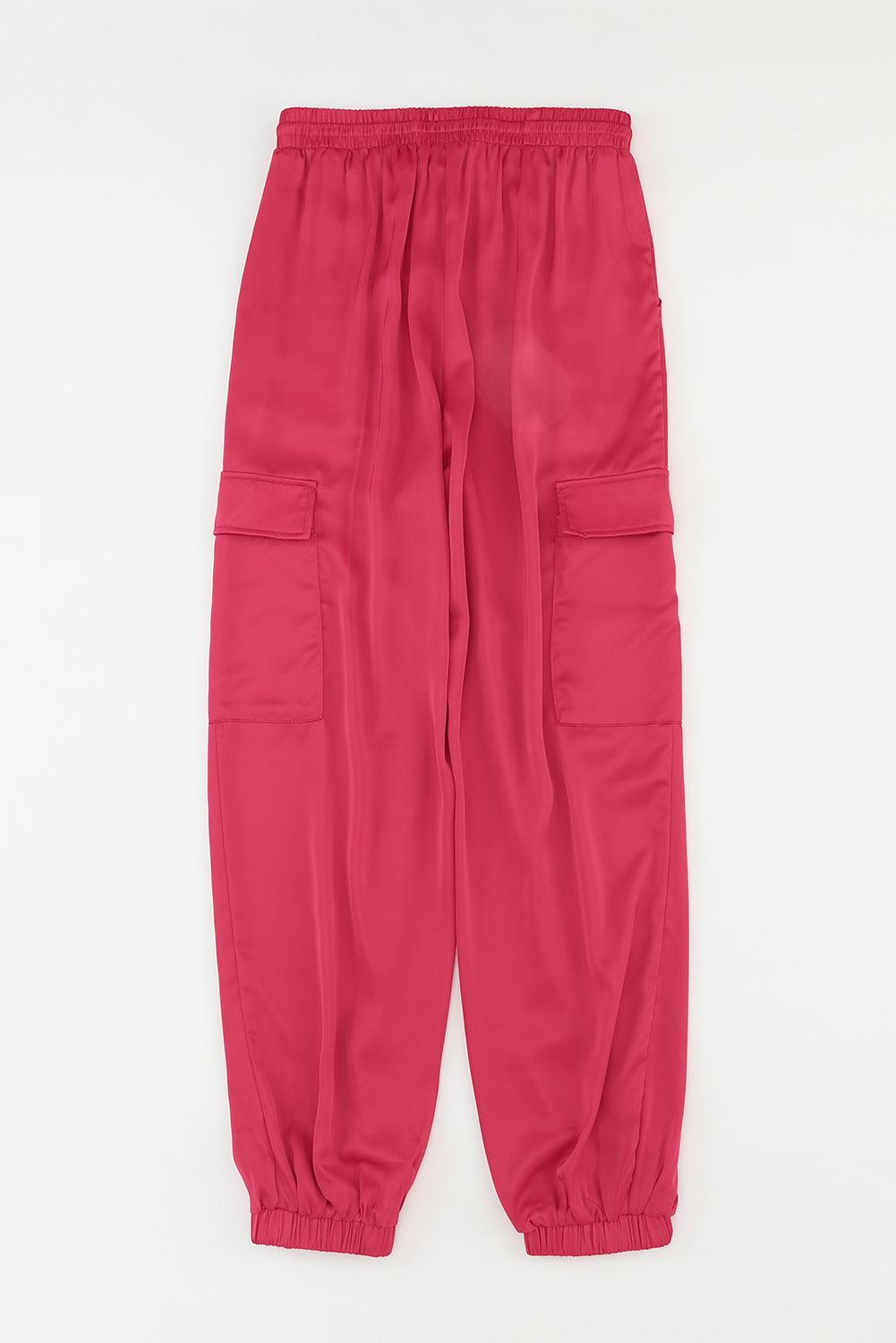 Tie High Waist Pocketed Joggers Pants - Pant