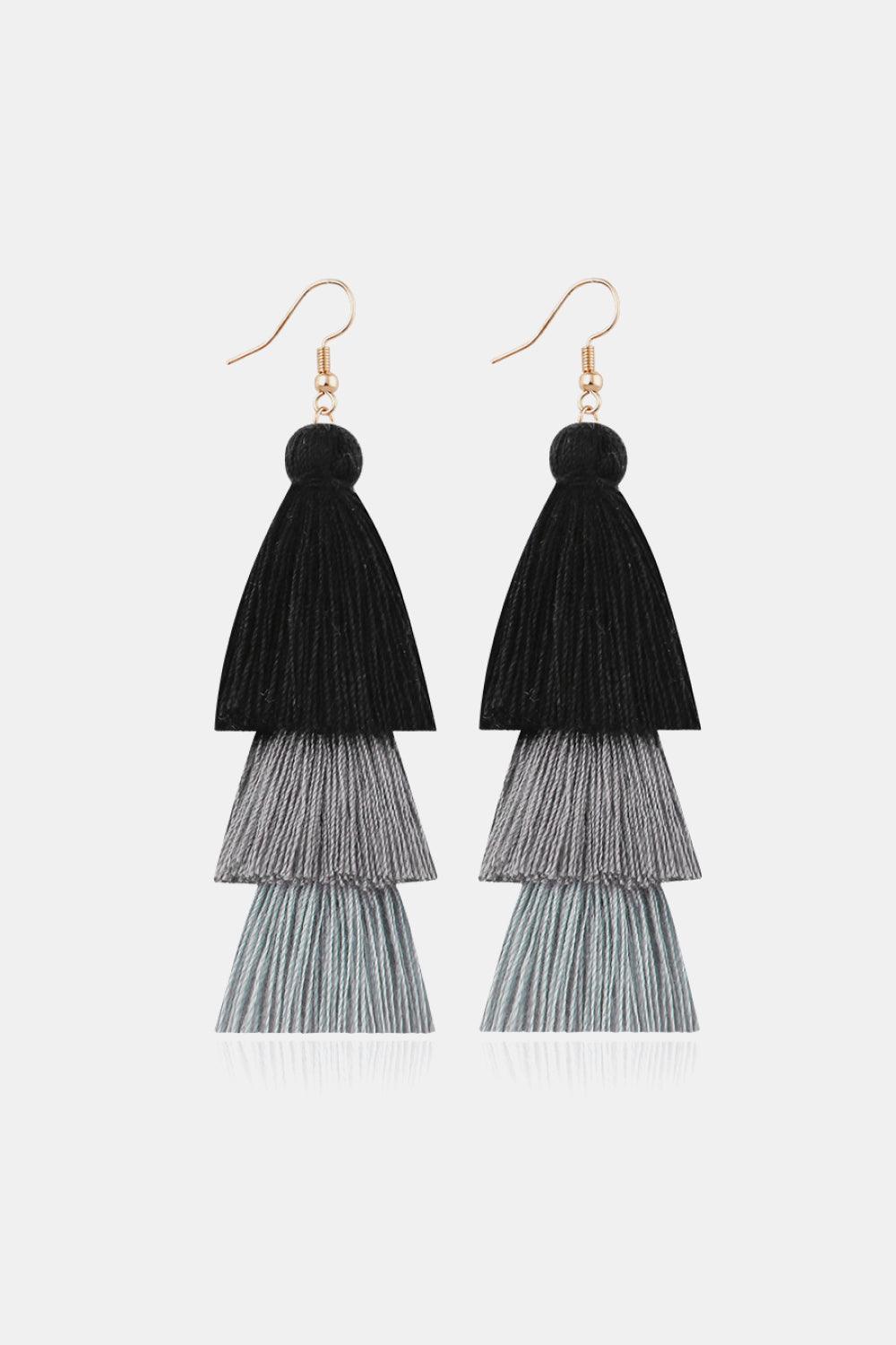 Triple-Layer Tassel Dangle Earrings - Earring