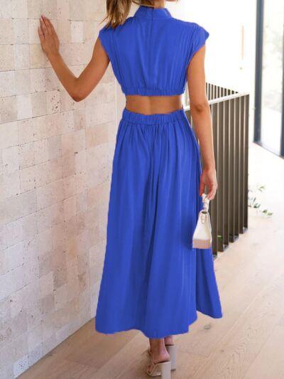 Cutout Mock Neck Sleeveless Maxi Dress - Dresses