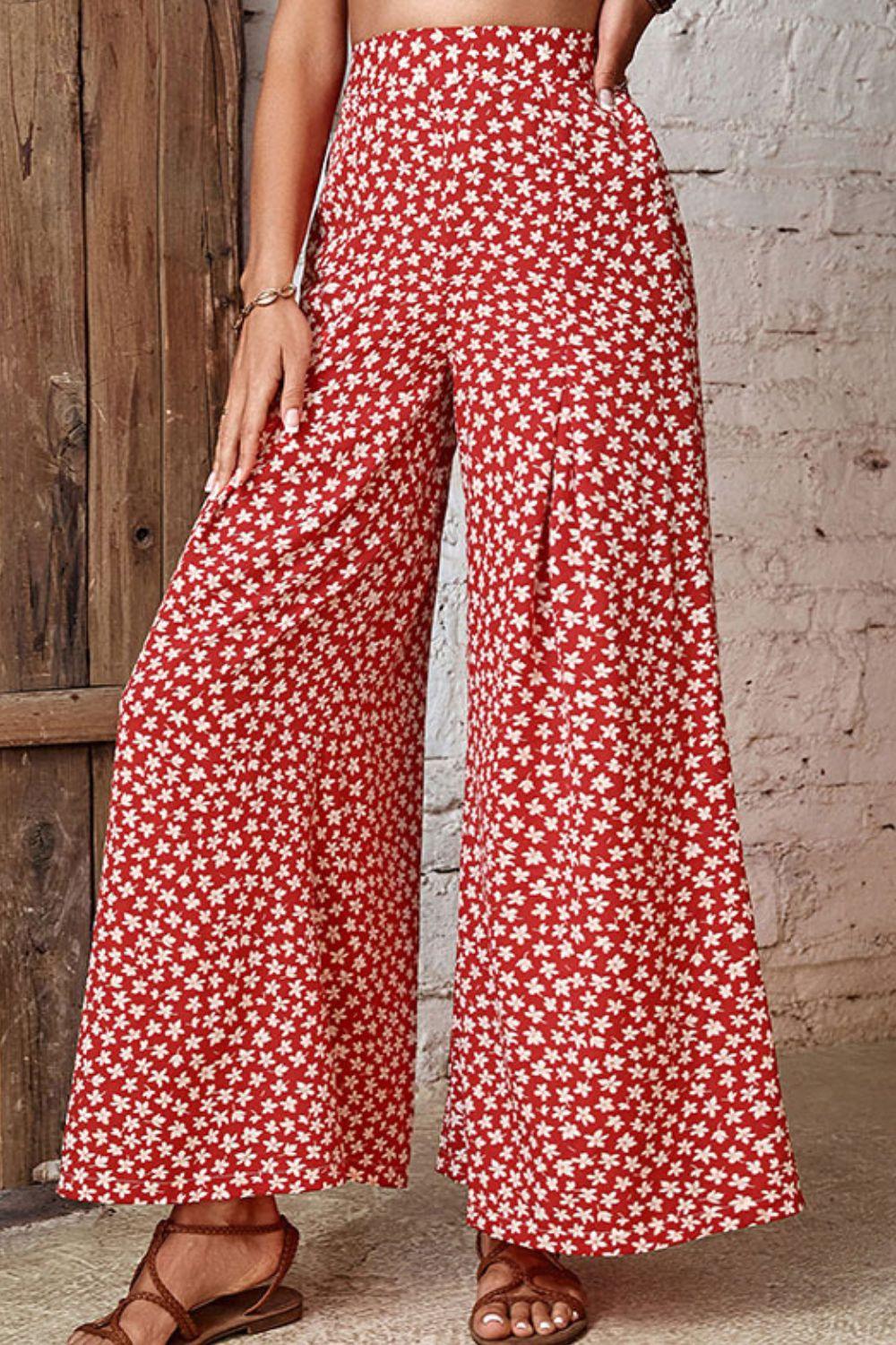 Floral High-Rise Wide Leg Pants - Pant