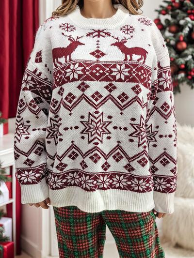 Christmas Snowflake Reindeer Sweater - Sweater