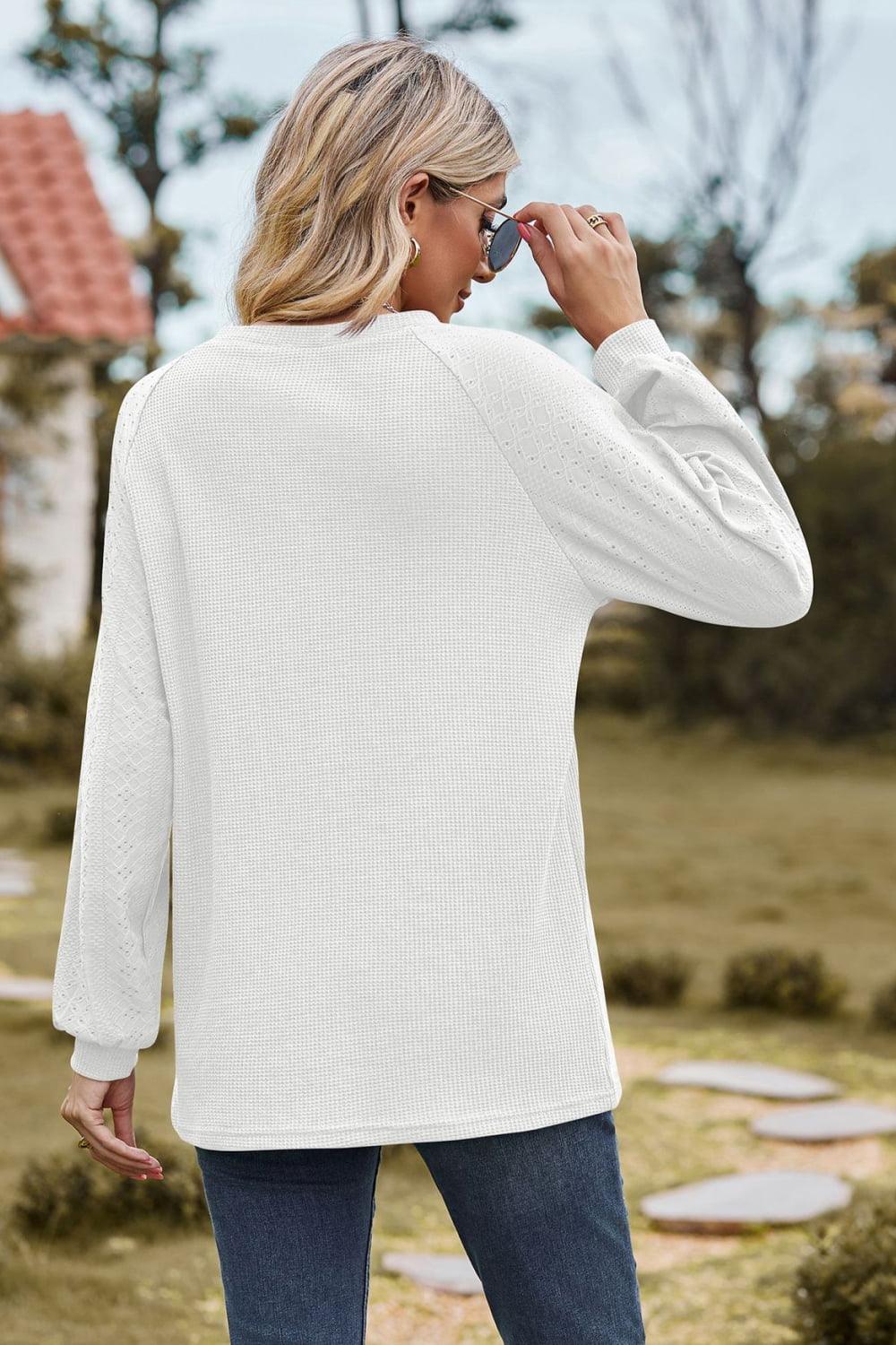 Round Neck Raglan Sleeve Top - Top