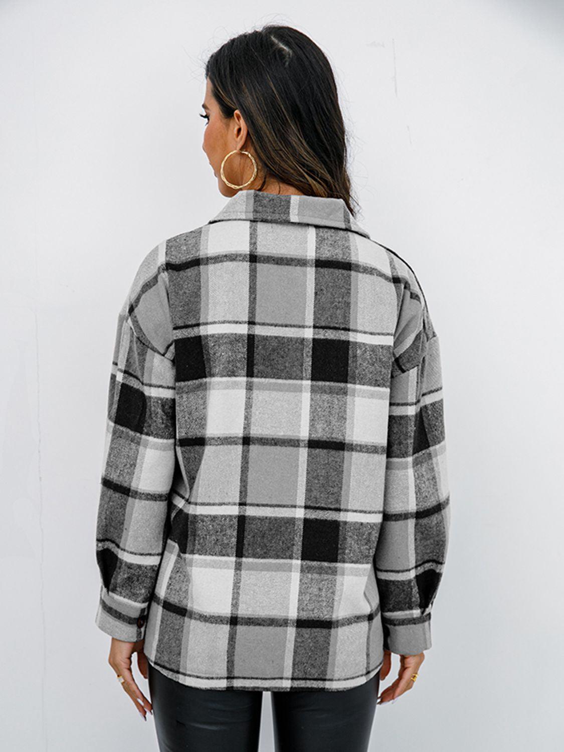 Plaid Button-Down Shirt Jacket - Shirt