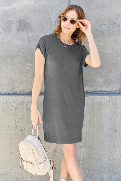 Basic Bae Short Sleeve Mini Dress with Pockets - Dresses