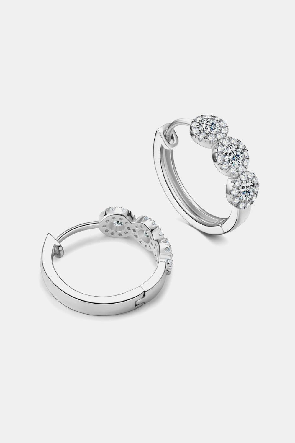 Moissanite 925 Sterling Silver Huggie Earrings - Earring