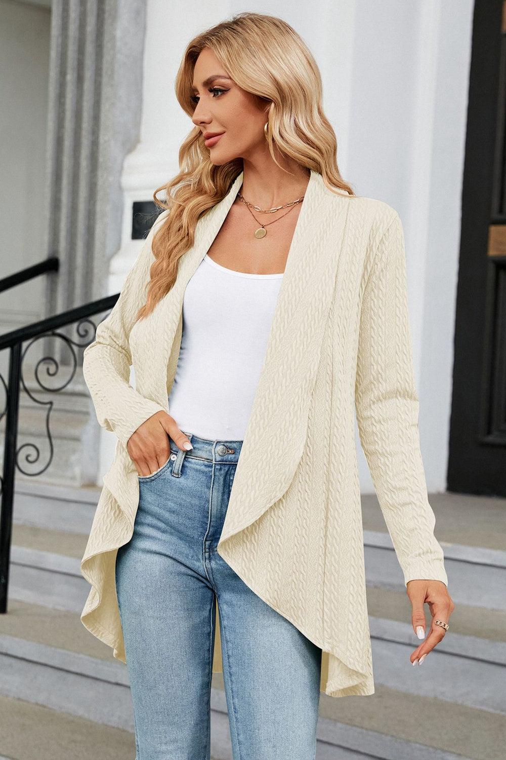 Open Front Long Sleeve Cardigan - Cardigan