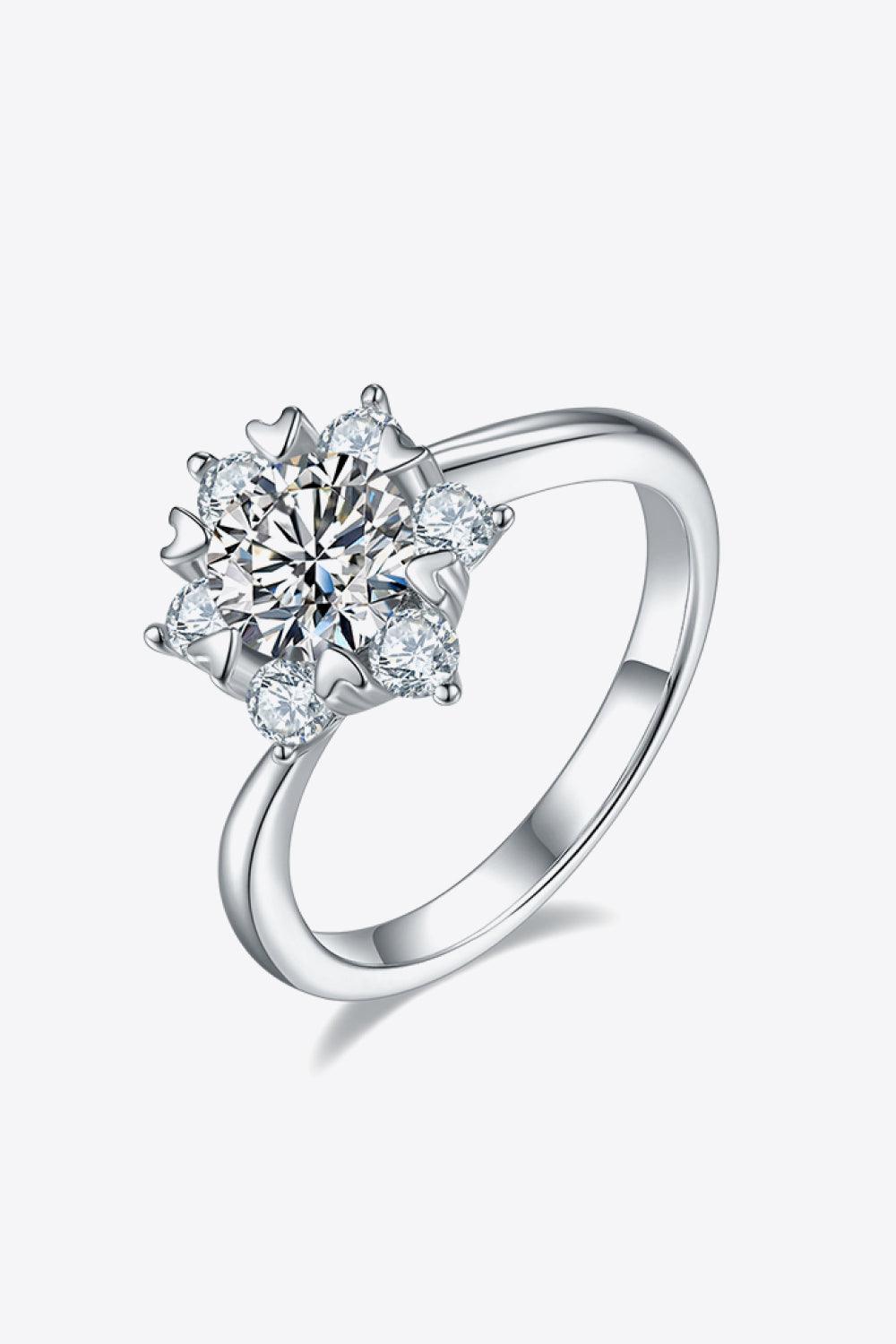 Adored 1 Carat Moissanite 925 Sterling Silver Cluster Ring - Ring