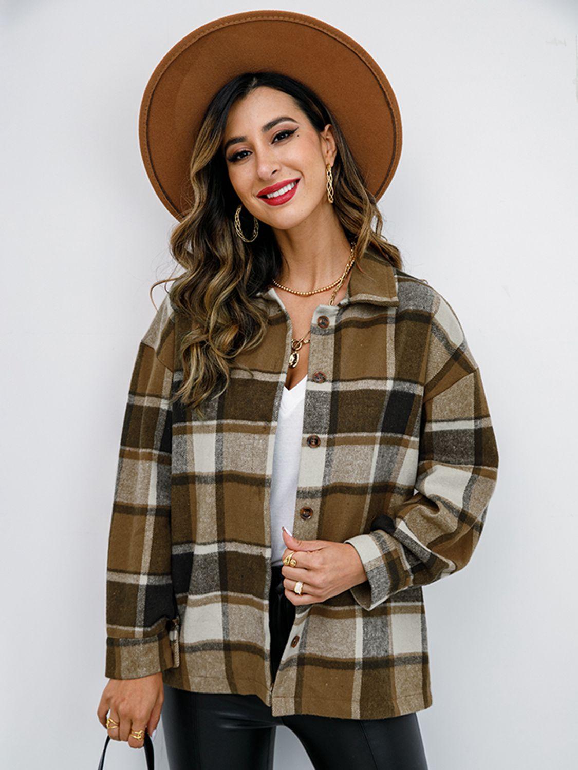 Plaid Button-Down Shirt Jacket - Shirt