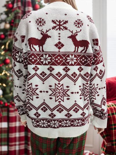 Christmas Snowflake Reindeer Sweater - Sweater