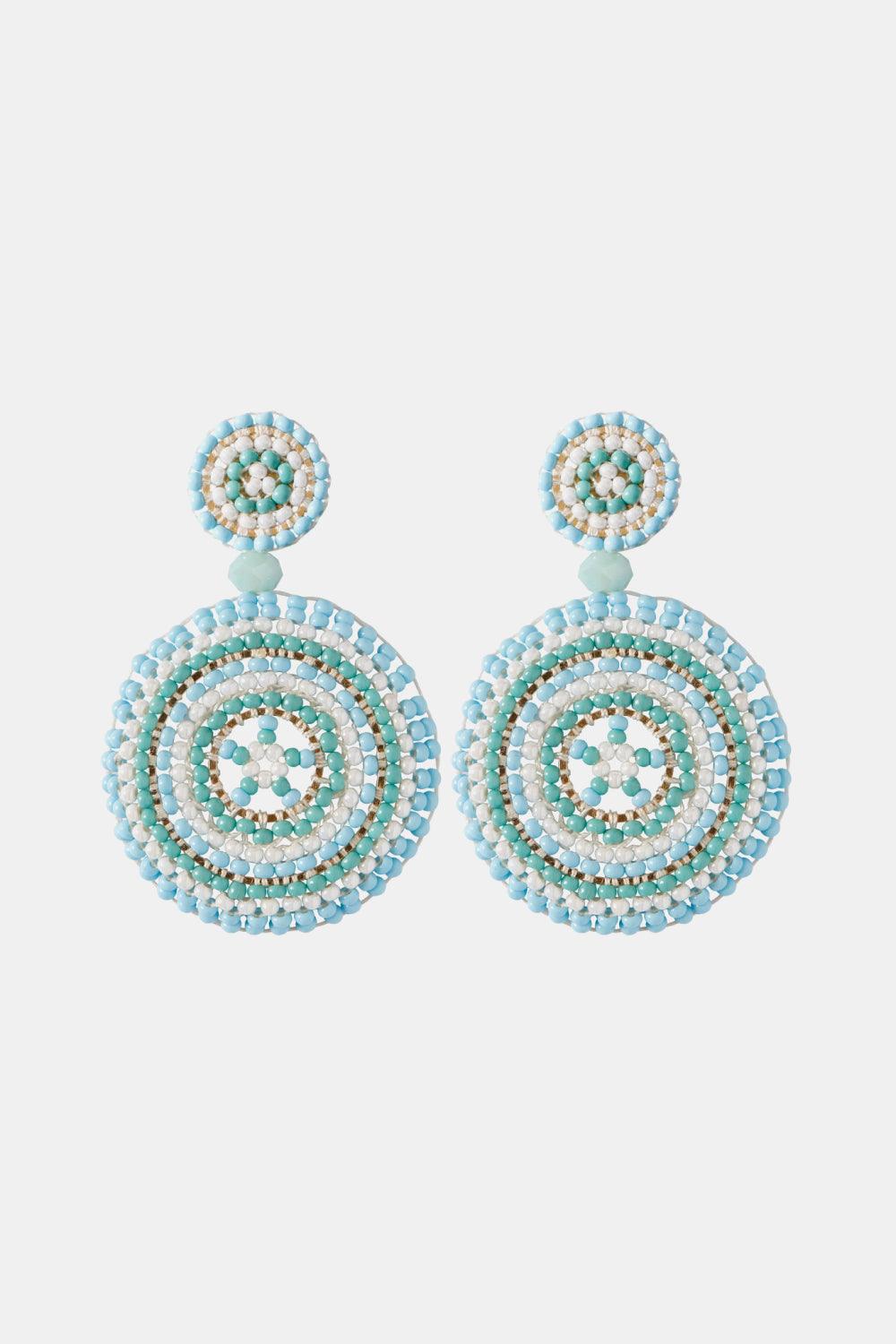 Beaded Boho Style Round Shape Dangle Earrings - Earring