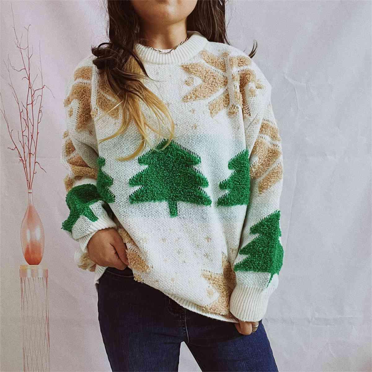 Christmas Tree Snowflake Sweater - Sweater