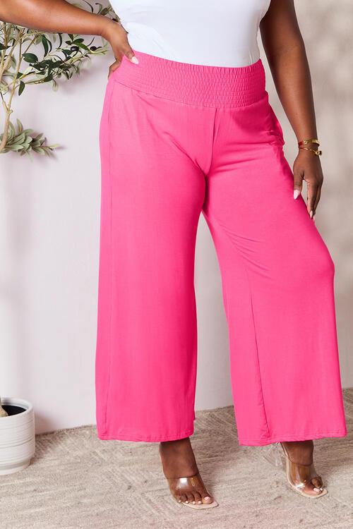 Double Take Smocked Waistband Wide Leg Pants - Pant