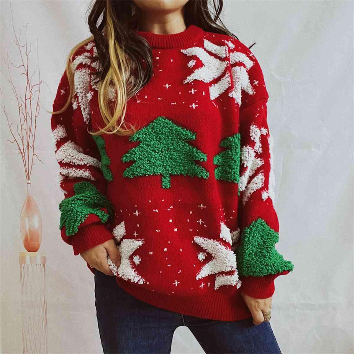 Christmas Tree Snowflake Sweater - Sweater