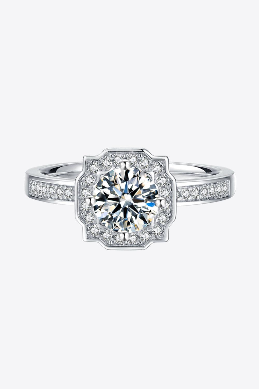 1 Carat Moissanite 925 Sterling Silver Halo Ring - Ring