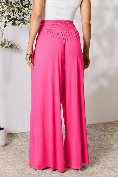 Double Take Smocked Waistband Wide Leg Pants - Pant