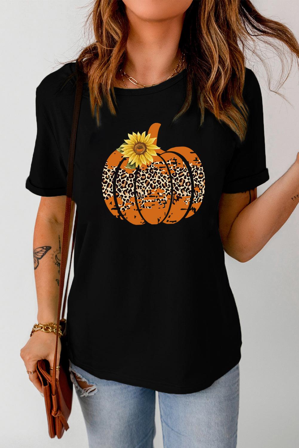 Sunflower Pumpkin Graphic Tee - T-Shirt