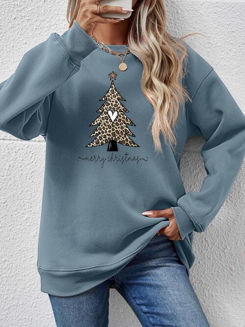 Christmas Tree Graphic Long Sleeve Sweatshirt - Sweatshirt