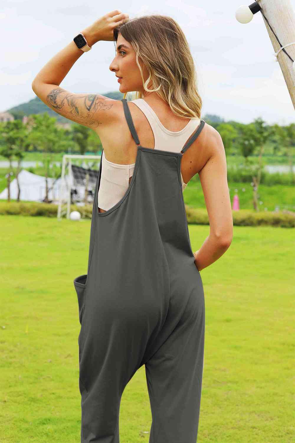 Double Take Sleeveless V-Neck Pocketed Jumpsuit - Jumpsuit