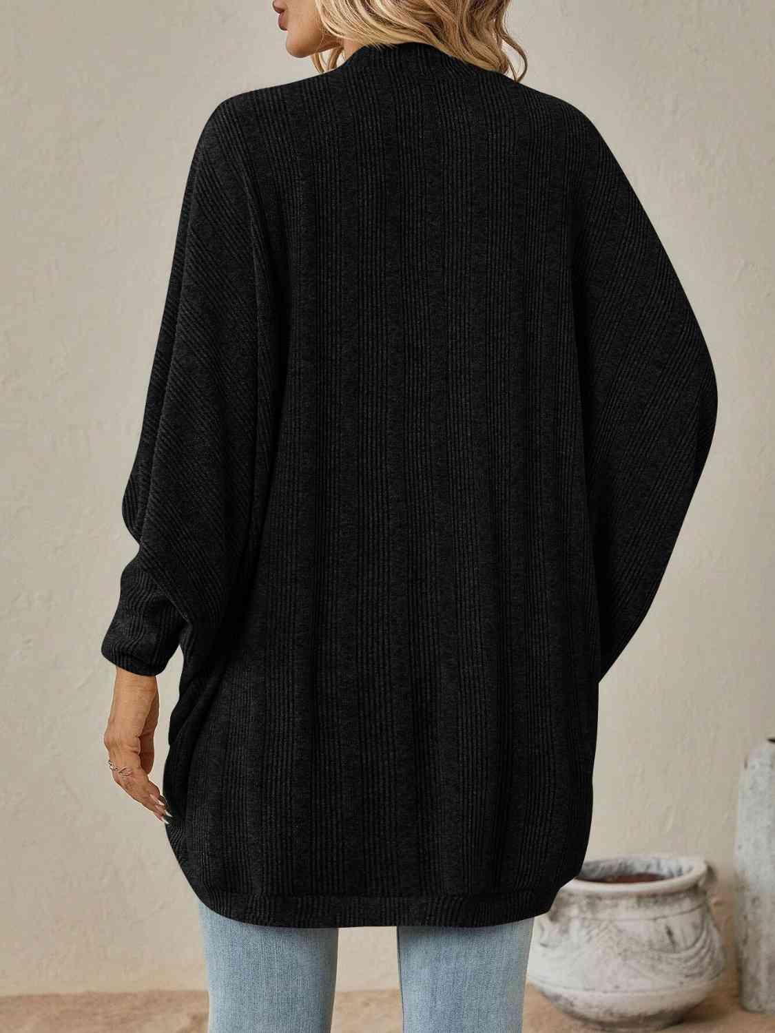 Open Front Dropped Shoulder Cardigan - Cardigan