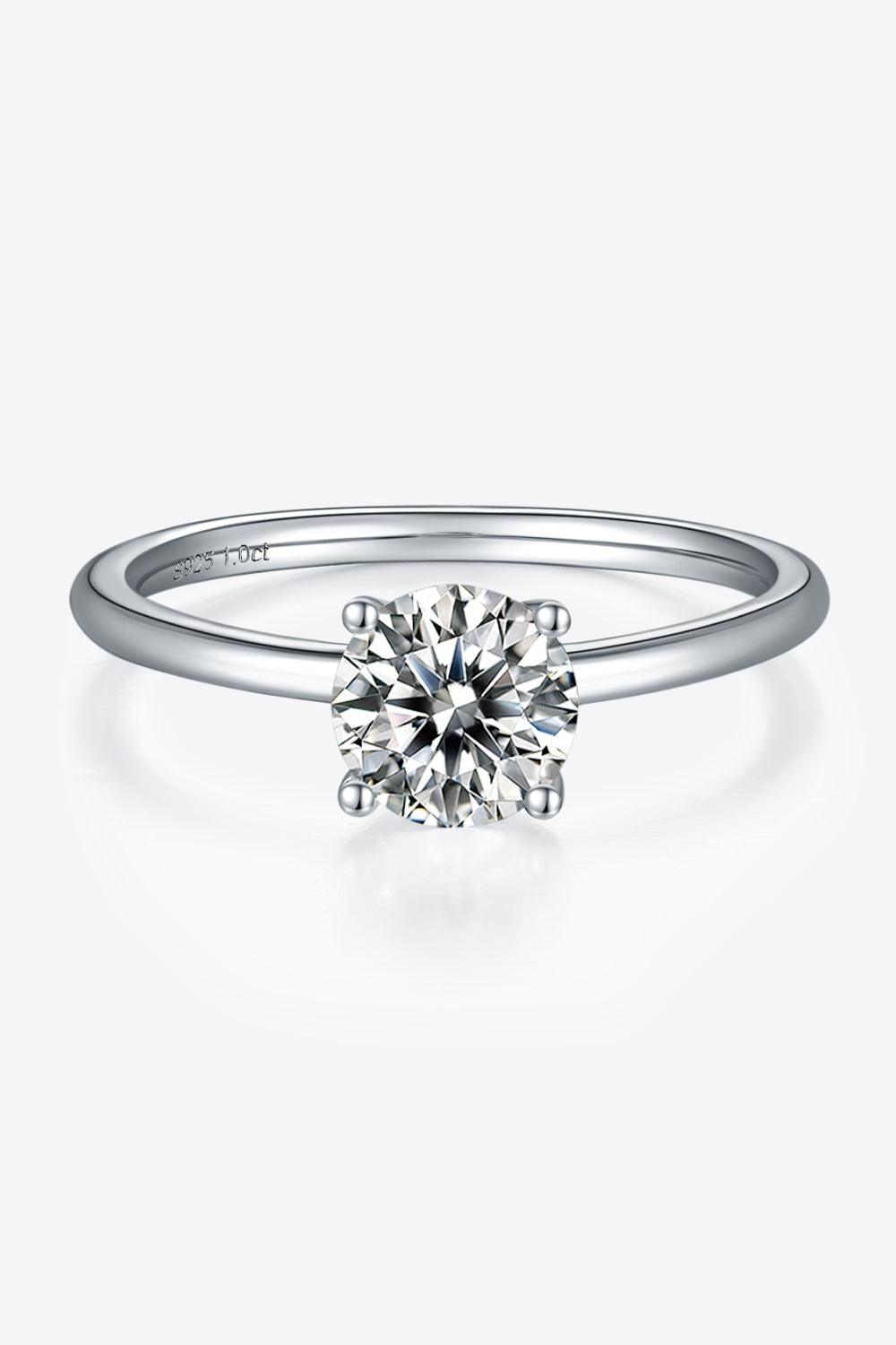 1 Carat Moissanite 925 Sterling Silver Solitaire Ring - Ring