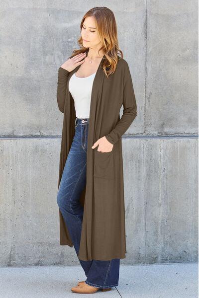 Basic Bae Full Size Open Front Long Sleeve Cover Up - Cardigan