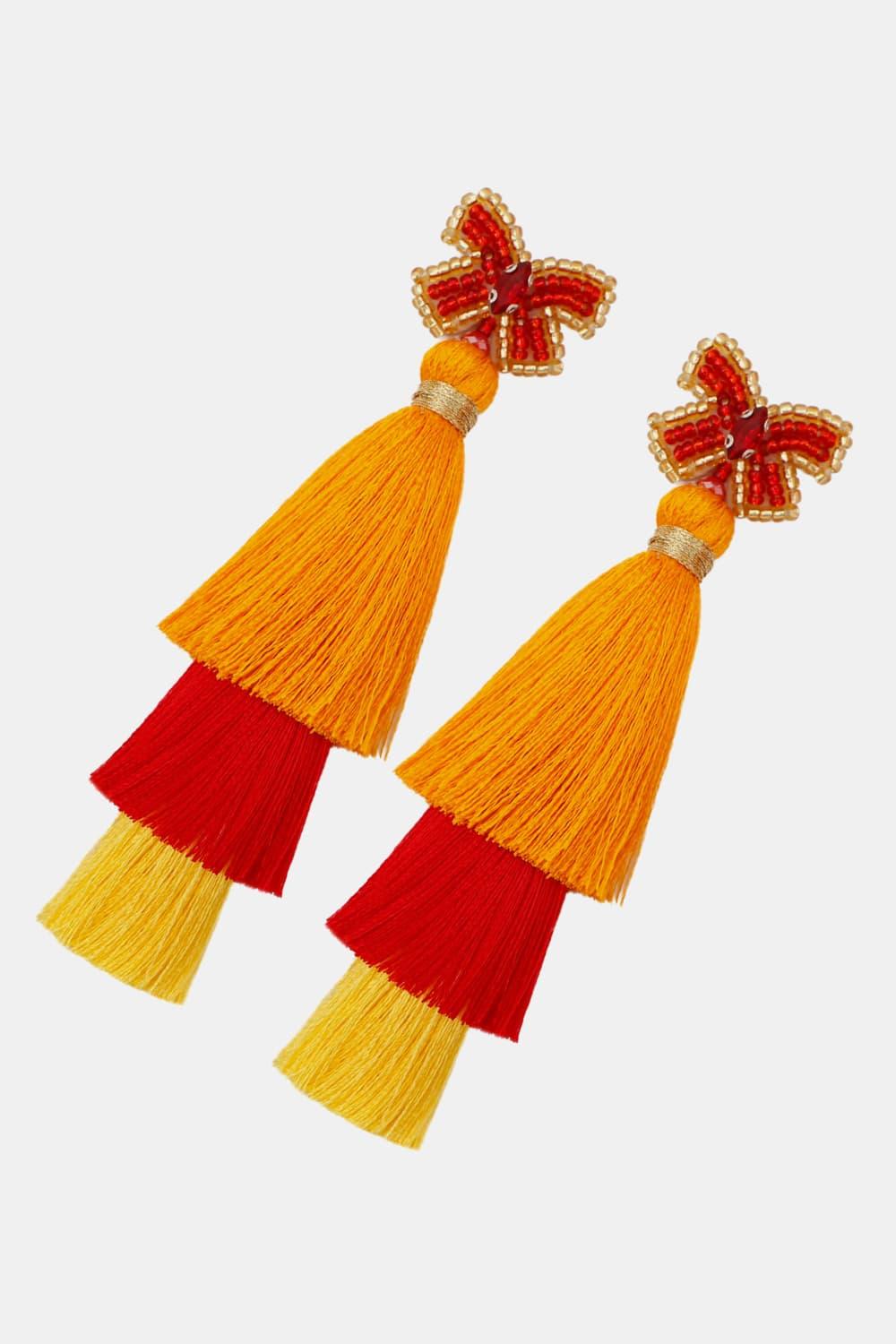 Triple-Layer Tassel Dangle Earrings - Earring