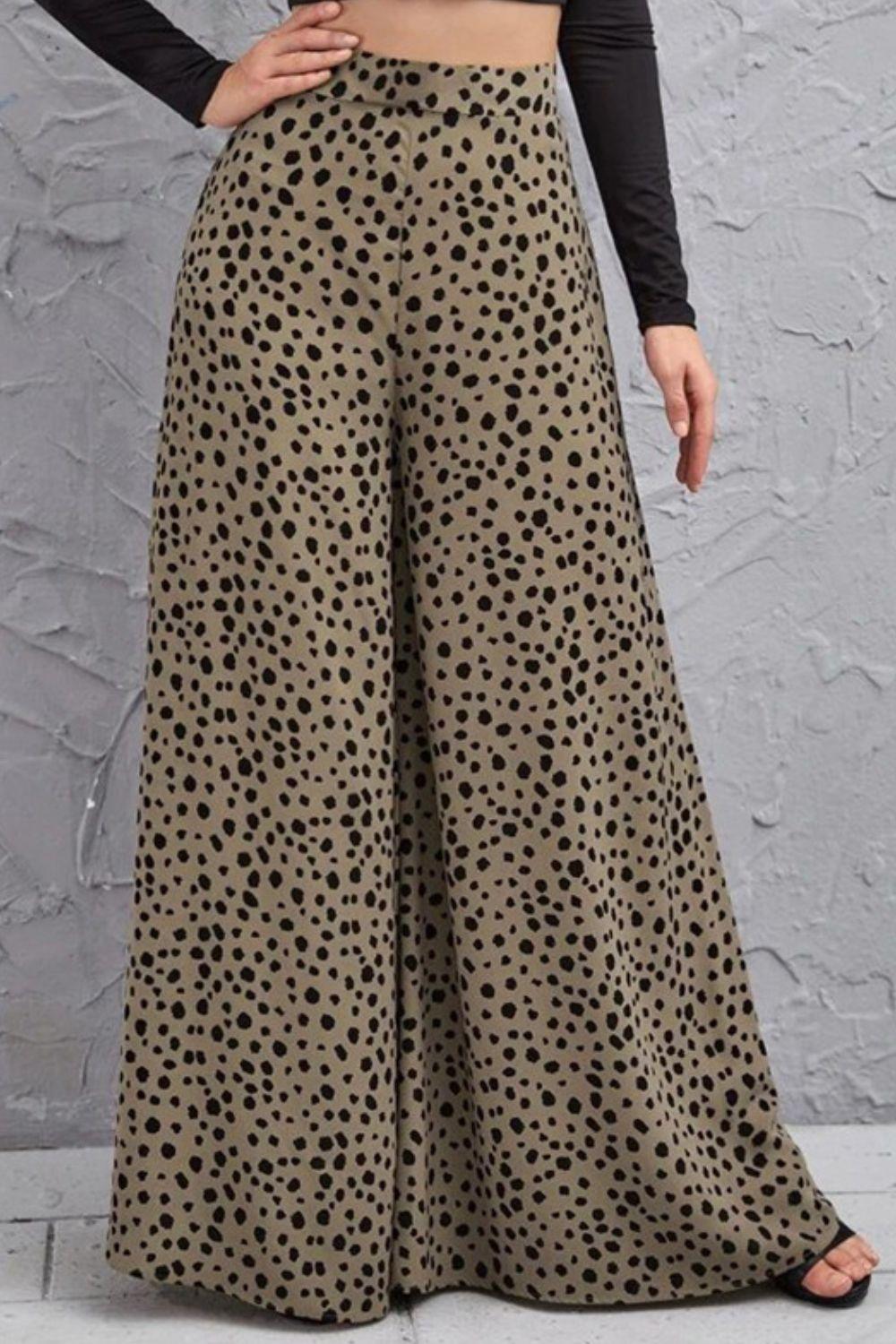 Animal Print Wide Leg High-Rise Culottes - Pant