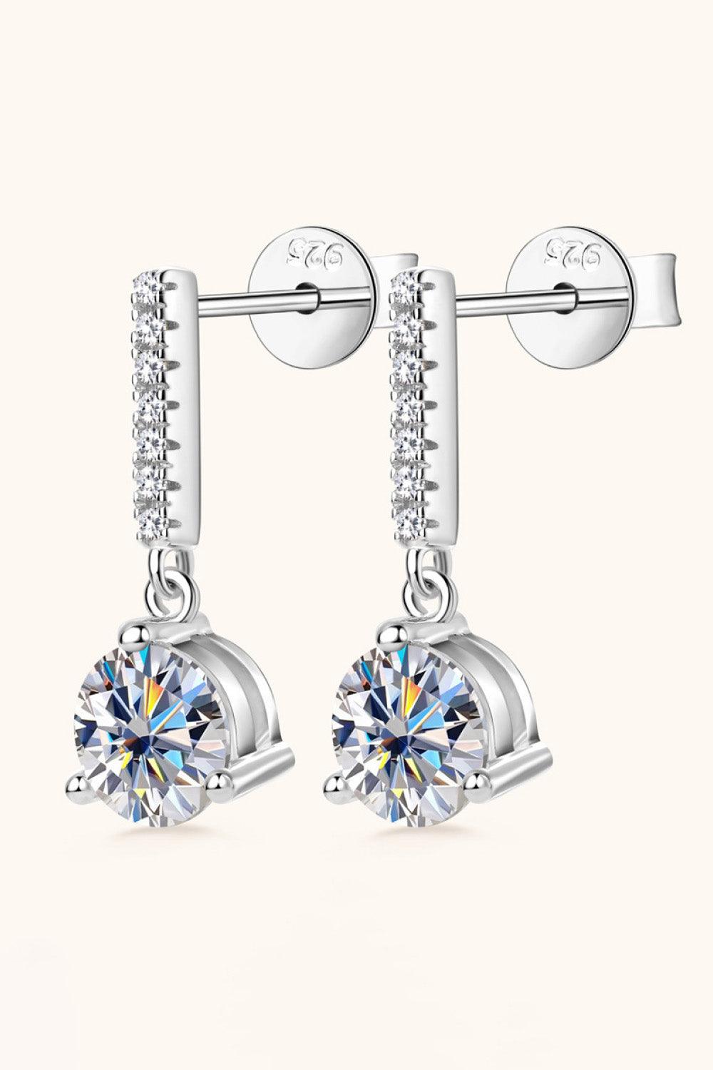 2 Carat Moissanite 925 Sterling Silver Drop Earrings - Earring