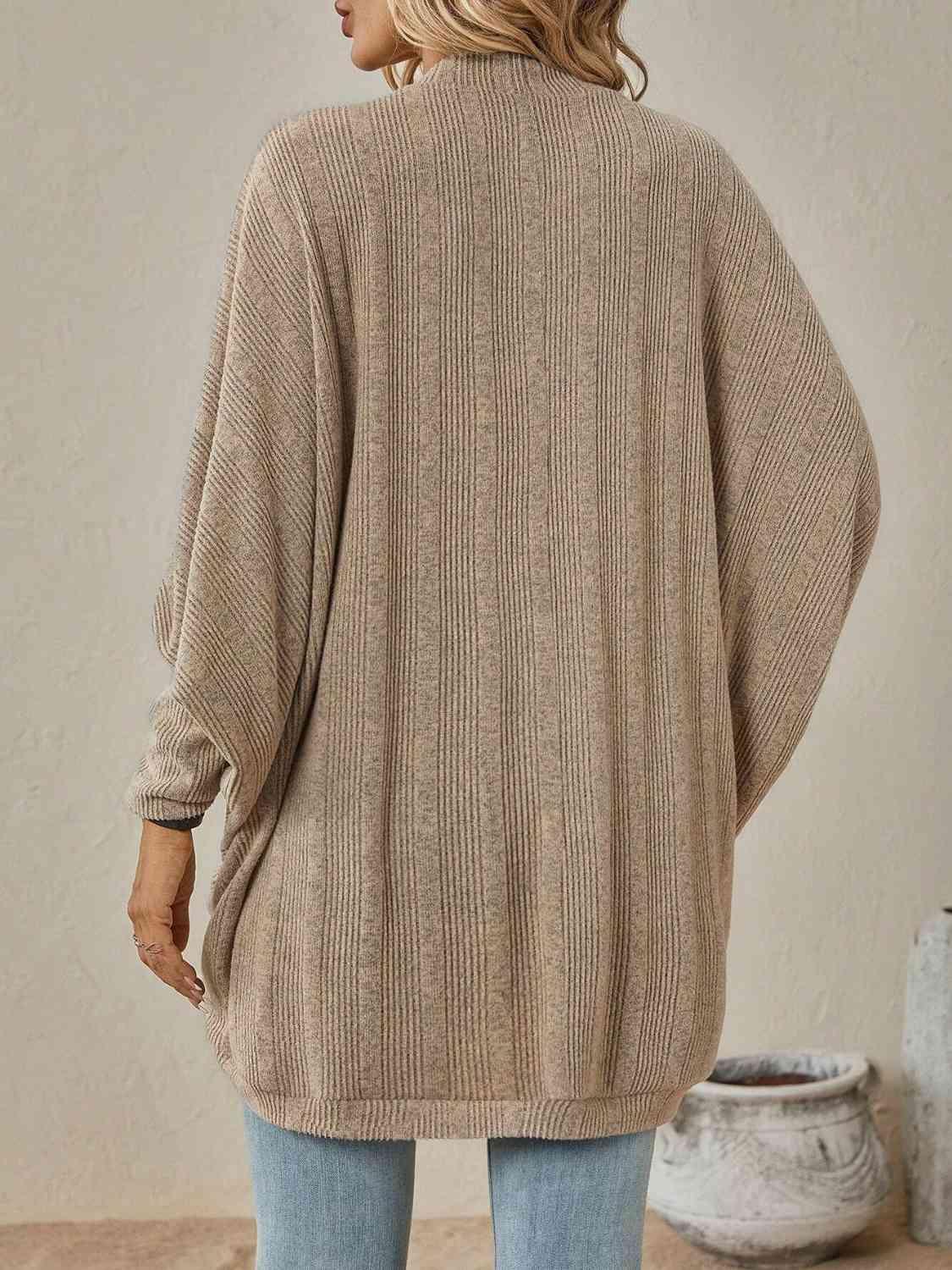 Open Front Dropped Shoulder Cardigan - Cardigan