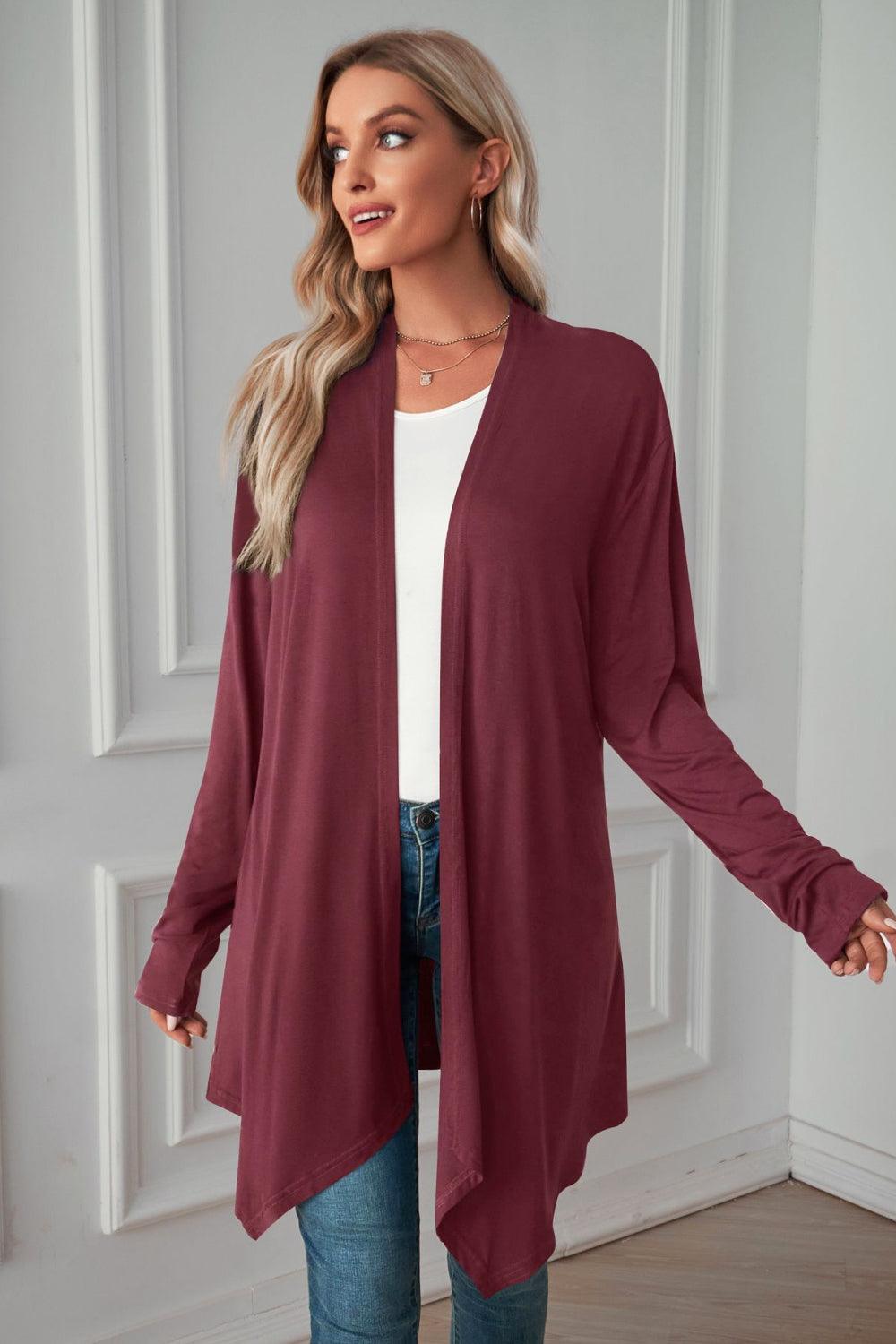 Open Front Long Sleeve Cardigan - Cardigan