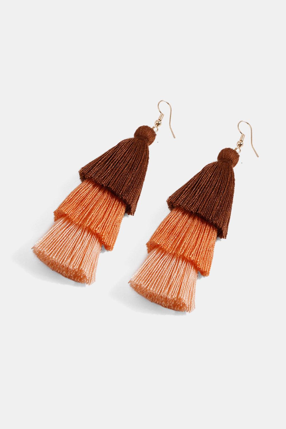 Triple-Layer Tassel Dangle Earrings - Earring